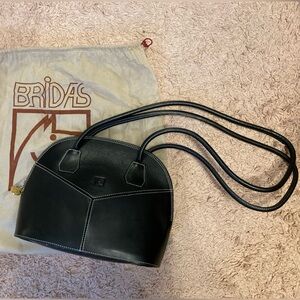 Bridas Black Leather Shoulder Bag